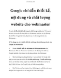 Google chỉ dẫn thiết kế, nội dung và chất lượng website cho webmaster