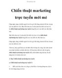 Chiến thuật marketing trực tuyến mới mẻ