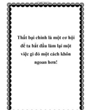 Thất bại chính là một cơ hội để ta bắt đầu làm lại một việc gì đó một cách khôn ngoan hơn