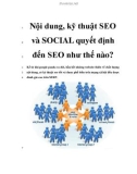 Nội dung, kỹ thuật SEO và SOCIAL quyết định đến SEO như thế nào?