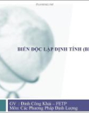 Bài giảng Các phương pháp phân tích định lượng: Biến độc lập định tính (Biến giả)