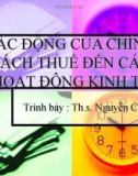 Bài giảng Tác động của chính sách thuế đến các hoạt động kinh tế - ThS. Nguyễn Chi Mai