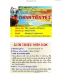 Bài giảng Tài chính tiền tệ (phần 2) - ThS. Nguyễn Lê Hồng Vỹ