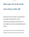 Đánh giá chỉ số tài chính của công ty niêm yết