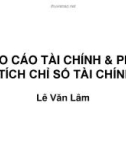 Bài giảng Phân tích và đầu tư chứng khoán: Báo cáo tài chính và phân tích chỉ số tài chính - Lê Văn Lâm