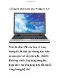 Tối ưu bộ nhớ RAM cho Windows XP