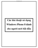 Các thủ thuật sử dụng Windows Phone 8 dành cho người mới bắt đầu