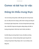 Comex và bài học từ việc thông tin thiếu trung thực