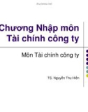 Bài giảng Tài chính công ty: Chương 1 - TS. Nguyễn Thu Hiền