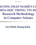 Bài giảng Phương pháp nghiên cứu khoa học trong tin học - GS.TSKH. Hoàng Kiếm