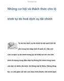 Những cơ hội và thách thức cho lộ trình tự do hoá dịch vụ tài chính