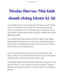 Nicolas Darvas: Nhà kinh doanh chứng khoán kỳ tài