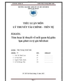 Tiểu luận Lý thuyết Tài chính tiền tệ: Tóm lược lý thuyết về mối quan hệ giữa lạm phát và tỷ giá hối đoái