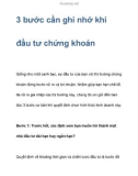 3 bước cần ghi nhớ khi đầu tư chứng khoán