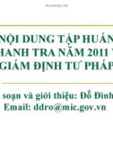 Bài giảng Nội dung tập huấn Thanh tra năm 2011 về Giám định tư pháp - Đỗ Đình Rô