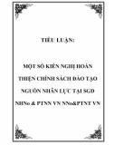 TIỂU LUẬN: MỘT SỐ KIẾN NGHỊ HOÀN THIỆN CHÍNH SÁCH ĐÀO TẠO NGUỒN NHÂN LỰC TẠI SGD NHNo & PTNN VN NNo&PTNT VN