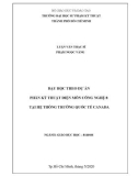 Luận văn Thạc sĩ Giáo dục học: Dạy học theo dự án phần kỹ thuật điện môn Công nghệ 8 tại hệ thống trường Quốc tế Canada