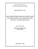 Luận văn Thạc sĩ Kế toán: Hoàn thiện hệ thống kiểm soát nội bộ tại Ngân hàng Nông nghiệp và Phát triển nông thôn Việt Nam – Chi nhánh Bình Dương