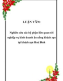 LUẬN VĂN: Nghiên cứu các bộ phận liên quan tới nghiệp vụ kinh doanh ăn uống khách sạn tại khách sạn Hoà Bình