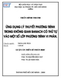 Luận án Tiến sĩ Toán học: Ứng dụng lý thuyết phương trình trong không gian banach có thứ tự vào một số lớp phương trình vi phân