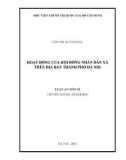 Luận án Tiến sĩ Xã hội học: Hoạt động của Hội đồng nhân dân xã trên địa bàn thành phố Hà Nội