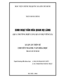 Luận án Tiến sĩ Văn hóa học: Sinh hoạt văn hóa Quan họ làng (qua trường hợp làng Quan họ Viêm Xá)