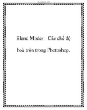 Blend Modes - Các chế độ hoà trộn trong Photoshop.