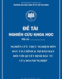 Nghiên cứu khoa học đề tài: Nghiên cứu thực nghiệm đòn bẩy và nợ đáo hạn đối với quyết định đầu tư của doanh nghiệp