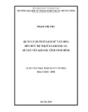 Luận văn thạc sĩ Quản lý văn hóa: Quản lý di tích lịch sử văn hóa Đền Đức Đệ Nhị ở xã Khánh An, huyện Yên Khánh, tỉnh Ninh Bình