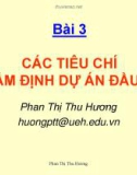 Bài giảng Thẩm định dự án đầu tư - Chương 3: Các tiêu chí thẩm định dự án đầu tư