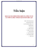 Tiểu luận: Báo cáo tài chính tổng hợp của công ty có các đơn vị trực thuộc hạch toán độc lập