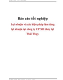 Báo cáo tốt nghiệp Lợi nhuận và một số biện pháp làm tăng lợi nhuận của Công ty cổ phần xây dựng Thuỷ Lợi Thái Thụy