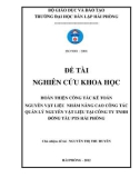 Đề tài nghiên cứu khoa học: Hoàn thiện công tác kế toán nguyên vật liệu nhằm nâng cao công tác quản lý nguyên vật liệu tại công ty TNHH đóng tàu PTS Hải Phòng