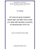 Luân văn Thạc sĩ Tâm lý học: Kỹ năng sử dụng Internet trong học tập môn Tâm lý học của sinh viên trường Cao đẳng Sư phạm Bà Rịa- Vũng Tàu