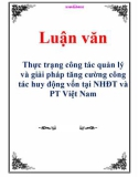 Luận văn: Thực trạng công tác quản lý và giải pháp tăng cường công tác huy động vốn tại NHĐT và PT Việt Nam