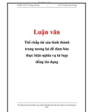 Luận văn: Thế chấp tài sản hình thành trong tương lai để đảm bảo thực hiện nghĩa vụ từ hợp đồng tín dụng