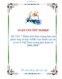 luận văn: Phân tích thực trạng báo cáo phản ứng có hại (ADR) của thuốc tại các cơ sở ở Việt Nam trong giai đoạn từ 2006-2008