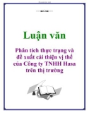 Luận văn: Phân tích thực trạng và đề xuất cải thiện vị thế của Công ty TNHH Hasa trên thị trường