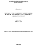 Summary of Doctoral Thesis of Philosophy in Biology: Research on the composition of essential oil-bearing plant species in Vu Quang National Park, Ha Tinh Province