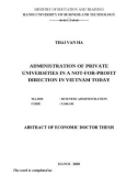 Summary of PhD thesis in Economics: Administration of private universities in a not-for-profit direction in Vietnam today