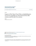 Accounting undergraduate Honors theses: Impacts of the open door policy and globalization on income inequality inChina between the 20th century and the early 21st century