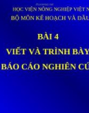 Bài giảng Phương pháp nghiên cứu kinh tế - xã hội nông thôn: Bài 4 - Học viện Nông nghiệp Việt Nam