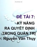 Bài thuyết trình: Kĩ năng ra quyết định trong quản trị