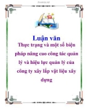 Luận văn: Thực trạng và một số biện pháp nâng cao công tác quản lý và hiệu lực quản lý của công ty xây lắp vật liệu xây dựng