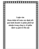 Luận văn Hoàn thiện kế toán xác định kết quả kinh doanh và phân phối lợi nhuận trong công ty cổ phần dịch vụ giải trí Hà nội