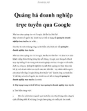 Quảng bá doanh nghiệp trực tuyến qua Google