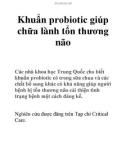 Khuẩn probiotic giúp chữa lành tổn thương não