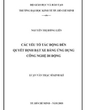 Luận văn Thạc sĩ Kinh tế: Các yếu tố tác động đến quyết định đặt xe bằng ứng dụng công nghệ di động