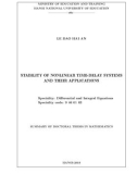 Summary of Doctoral Thesis in Mathematics: Stability of nonlinear time delay systems and their applications