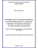 Summary of Doctoral Thesis in Education Science: Contributing to the developing mathematical language for pre-university students in the Central Highlands